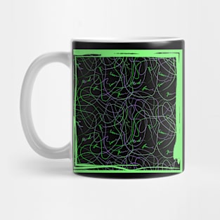 Abstraction with doodles in green frame Mug